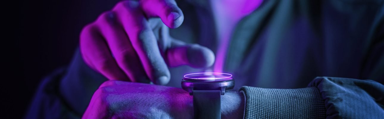 Futuristic hologram smartwatch wearable technology